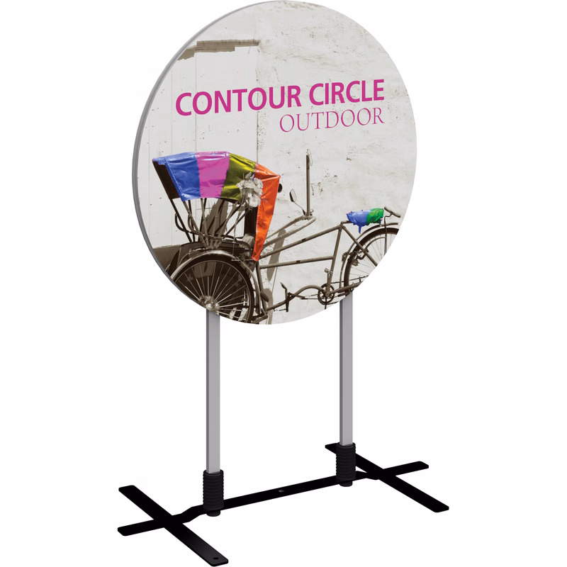 Contour Single-Sided Outdoor Sign Circle w/Plate Base