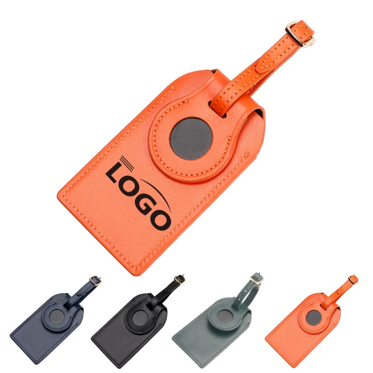 Genuine Leather Luggage Tag With Tracker 1