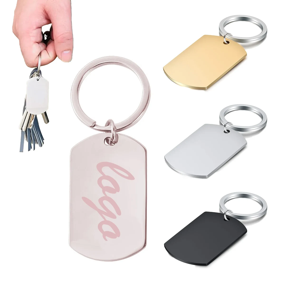 Metal Key Tag Round Brand Plate Keychain Stainless 1