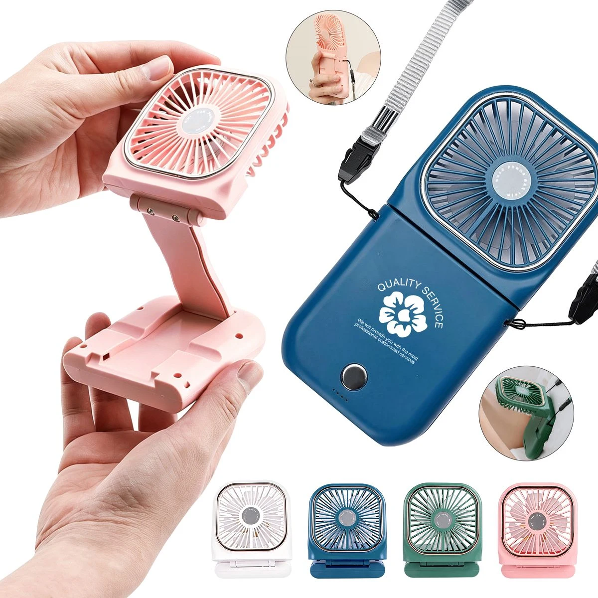 Screen Print USB Rechargeable Foldable Handheld Fan 1