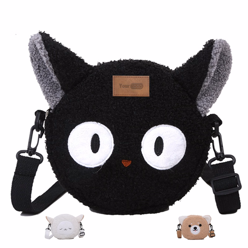 Cotton Cute girl lamb hair shoulder cross-body bag