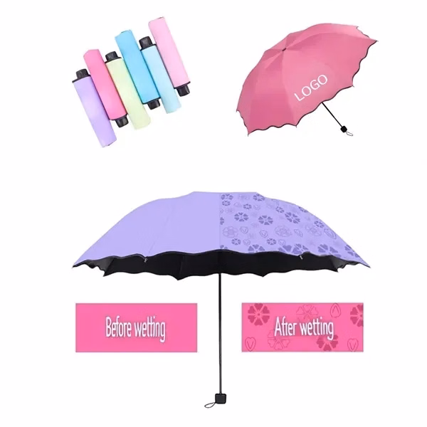 Foldable Color Changing Flower Sun Umbrella with Protection