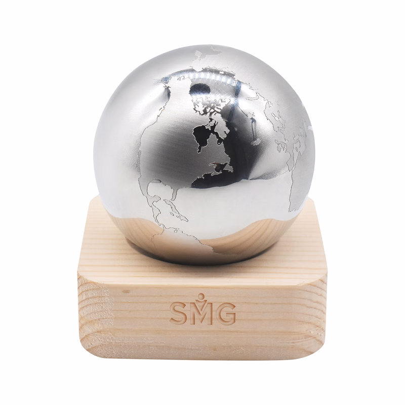 Whiskey Globe w/ Bamboo Stand