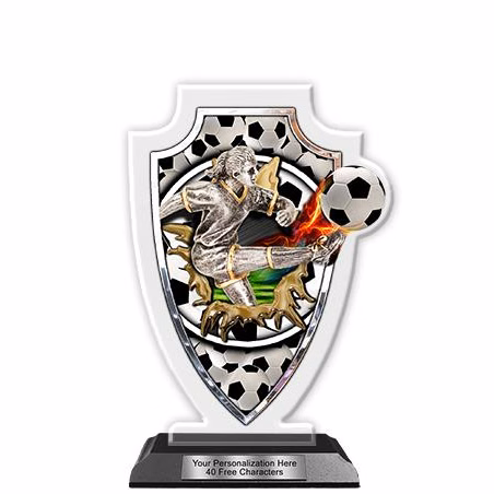 Acrylic Trophy: 8" Arrow Head, (Soccer Female)