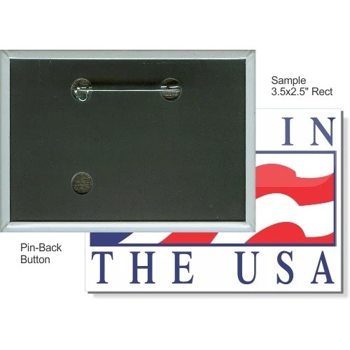 Pin-back 3 1/2 Inch X 2 1/2 Inch Rectangular Button 1