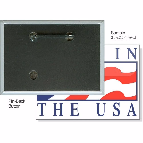 Pin-back 3 1/2 Inch X 2 1/2 Inch Rectangular Button