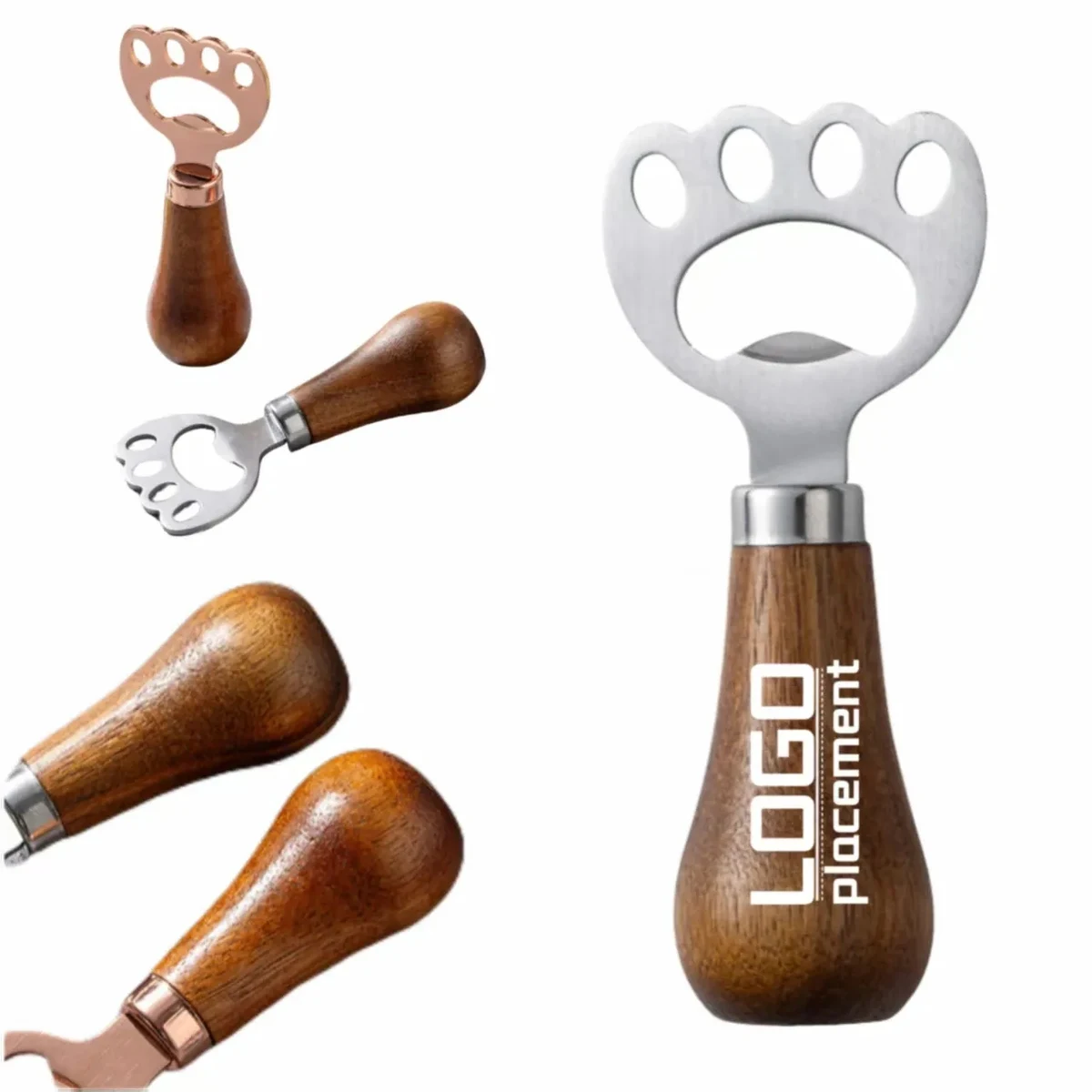 Wooden Handle Cat Paw Stainless Steel Bottle Opener 1