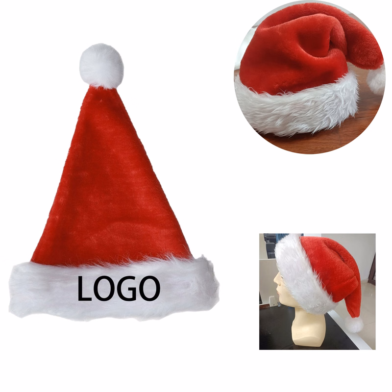 Christmas Santa Hats Long Plush for Adults MOQ 50 pcs