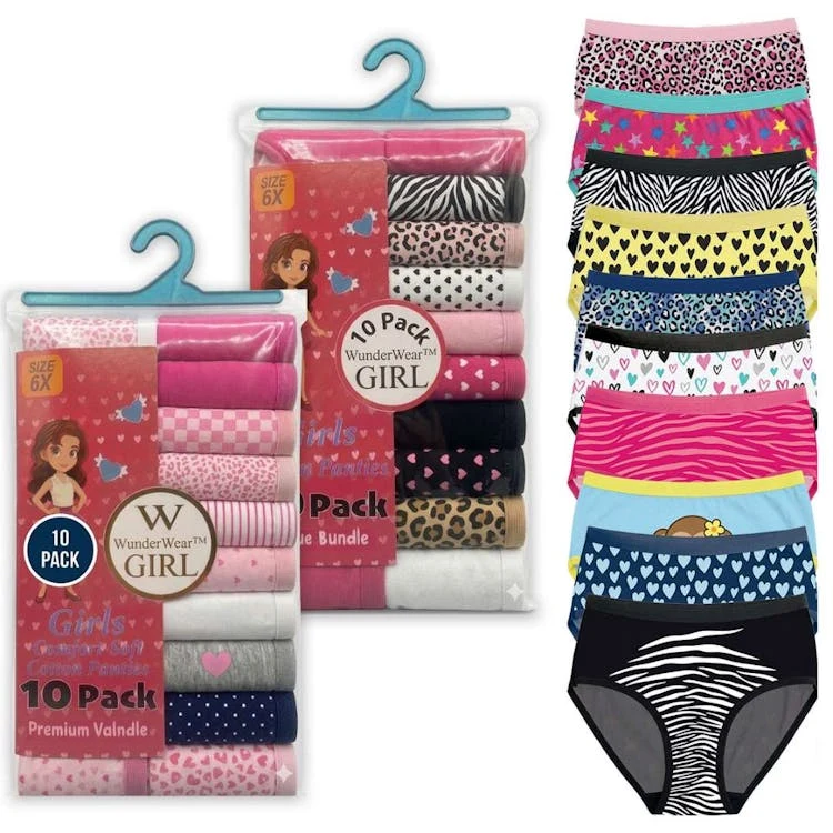 Girls' Cotton Panties - 10pk Size 4-14 1