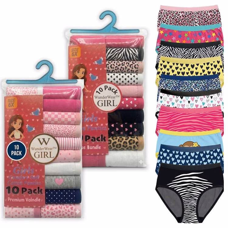 Girls' Cotton Panties - 10pk Size 4-14