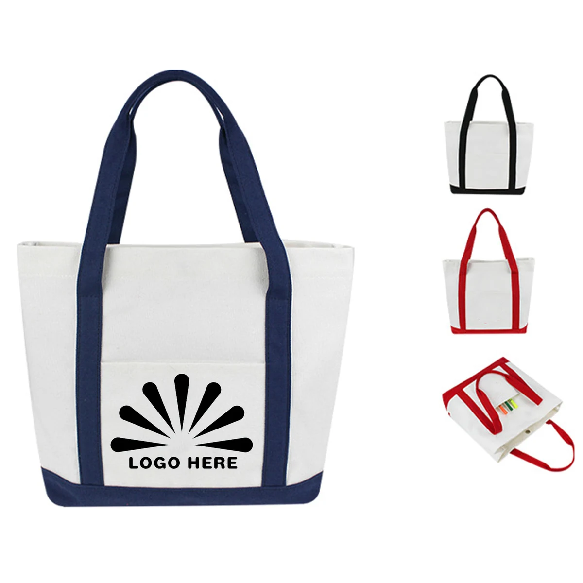 Color Block Canvas Tote, custom tote bag with logo imprint 1