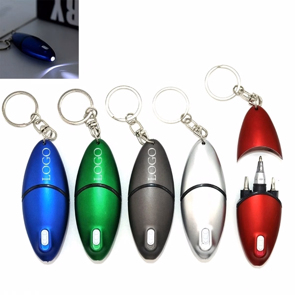 Custom 5-in-1 Stylus Ballpoint Pens with Keychain Light