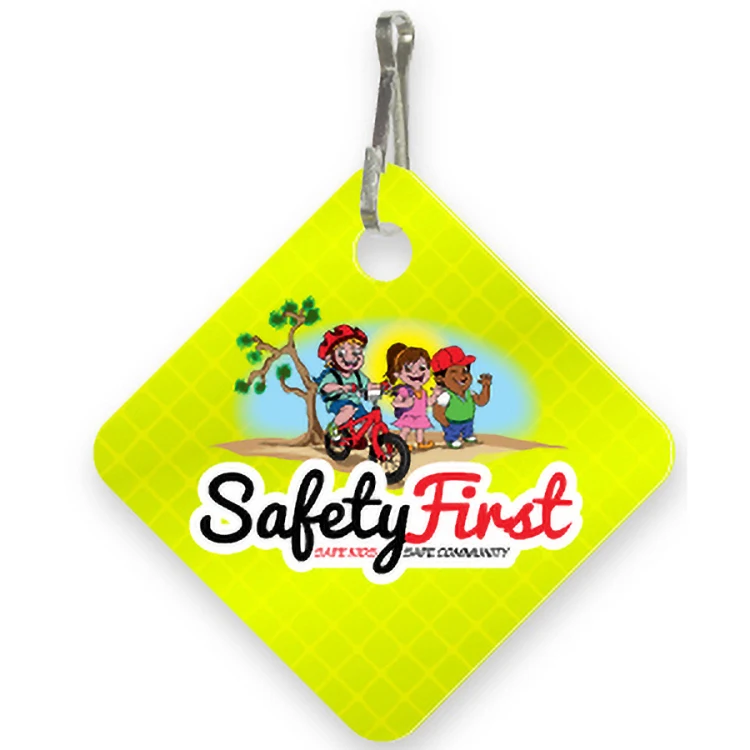 Ultra Reflective Yellow Bag Tag Diamond shape 2" x 2", High resolution Full colour plus white 1
