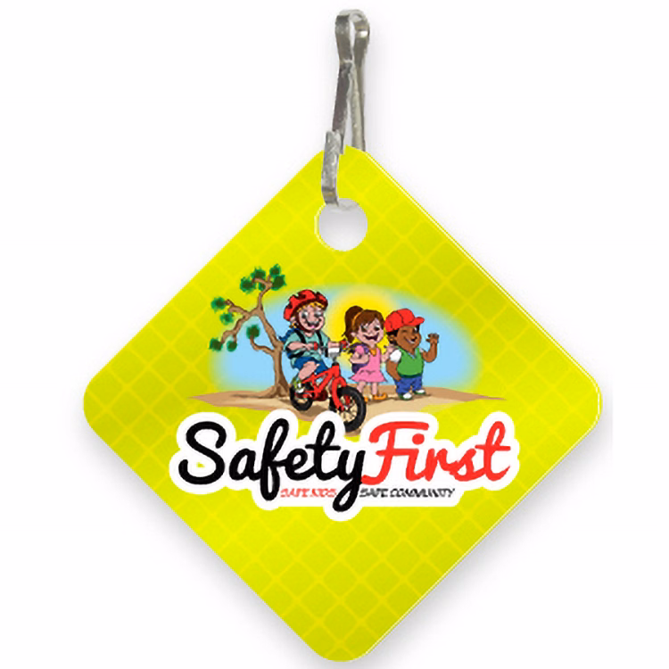Ultra Reflective Yellow Bag Tag Diamond shape 2" x 2", High resolution Full colour plus white