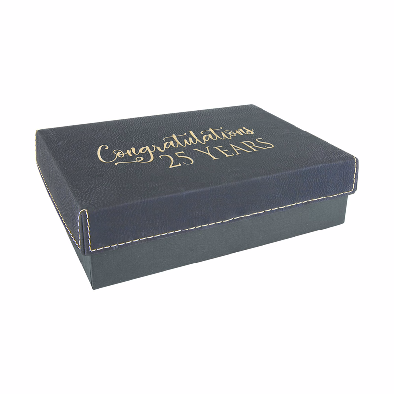 7 3/8" x 5 3/4" Black/Gold Leatherette Gift Box
