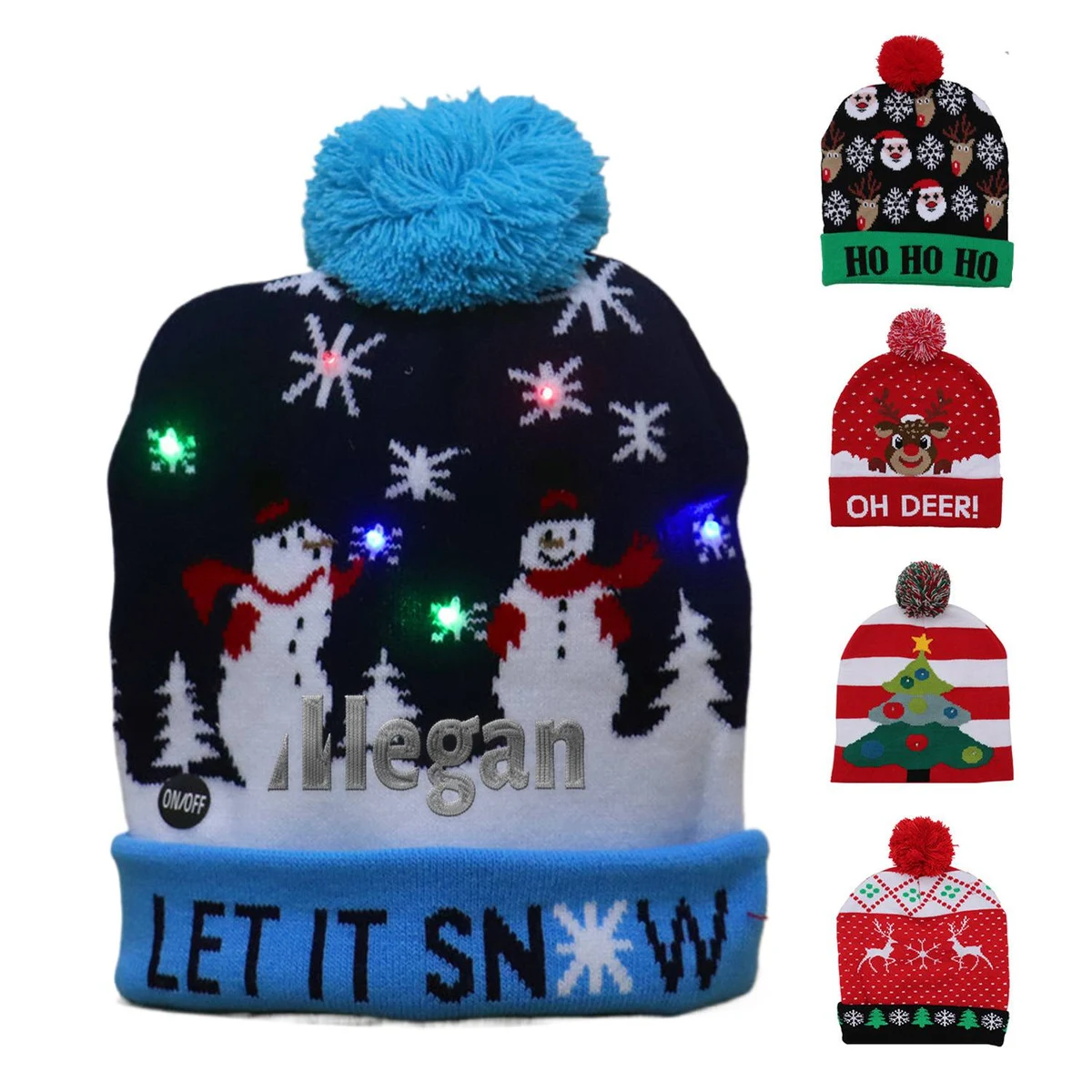 Christmas LED Light-up Knitted Beanie Hat 1