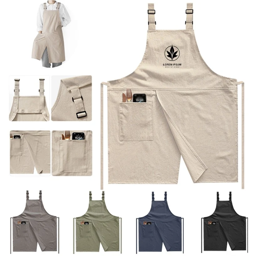 Eco-friendly Classic Cotton Linen Shoulder Bib Apron 1