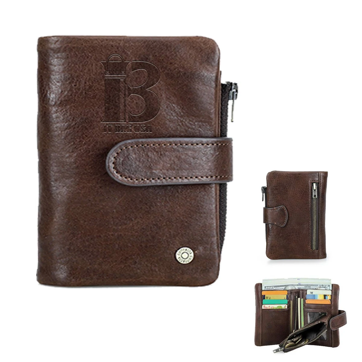 Genuine Leather Large Capacity Bifold Anti theft Wallet Men 1