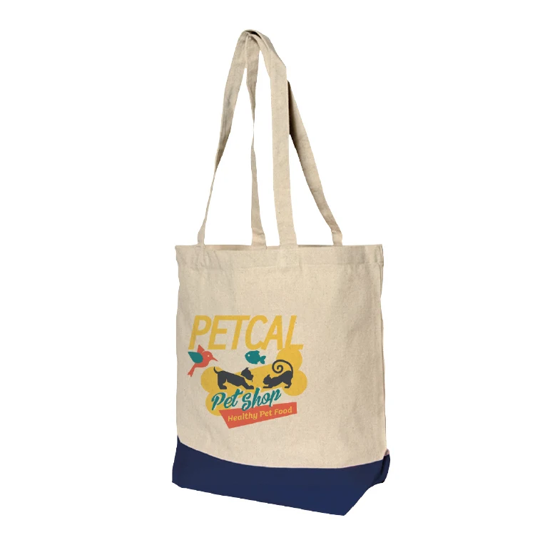 Navy Colored Bottom Gusset Cotton Tote, custom tote bag with logo imprint 1