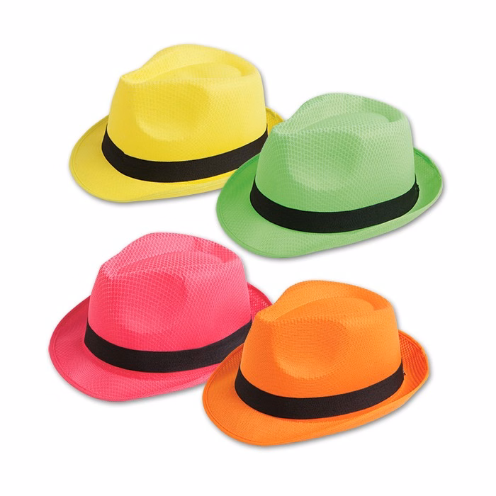 12 Pack Assorted Colors Neon Fedora