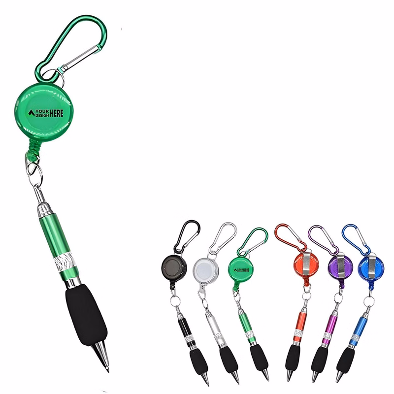 Retractable Badge Clip Pen Keychain
