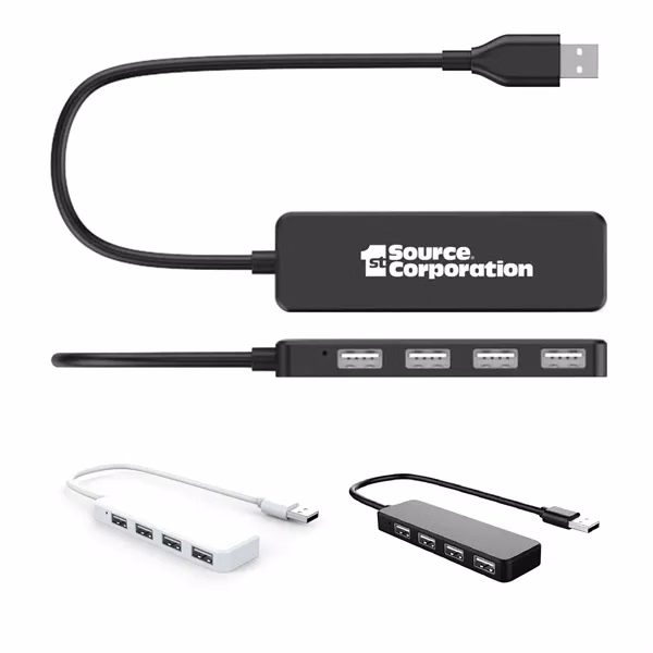Custom 4 Port USB 2.0 Hub with Over Current Protection — Portable Tech Promo