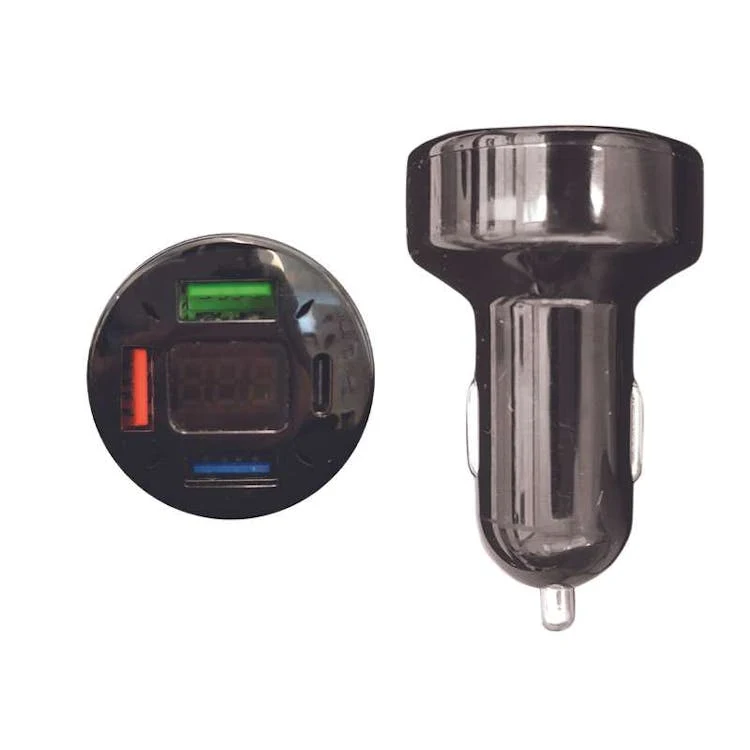 4 Port Car Charger with Voltage LED Display 18 Watt 1
