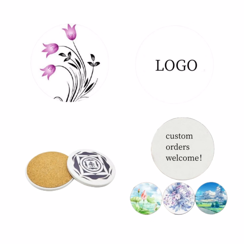 Round Diatomite Cups Coaster for Drinks Absorbent-Full Color