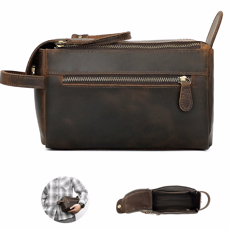 Leather Deodorized Toiletry Bag