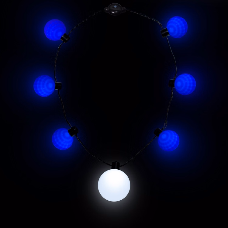 Blue LED Medallion Ball Necklace
