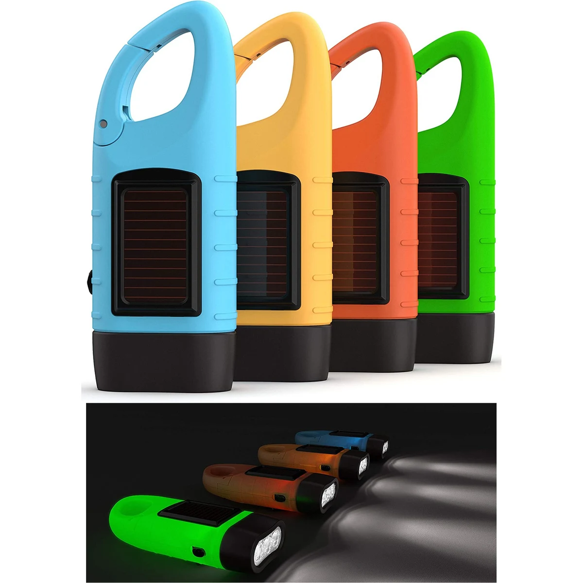 Rechargeable Flashlight with Solar Power and Hand Crank 1