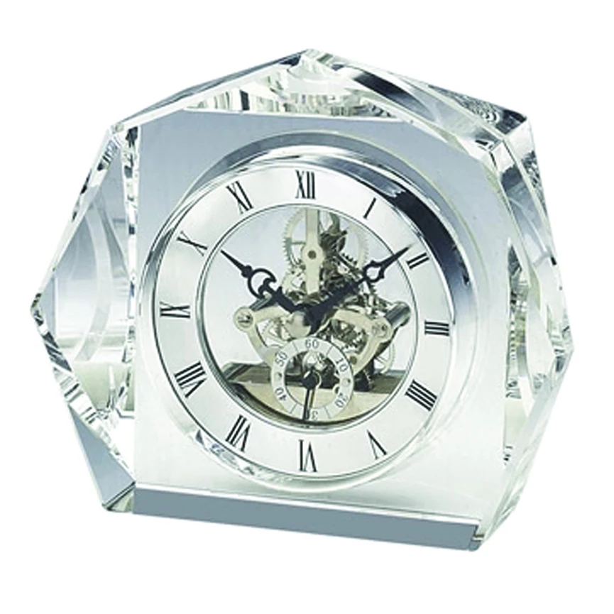 CRYSTAL TROPHY CLOCK WITH SILVER ACCENTS 1