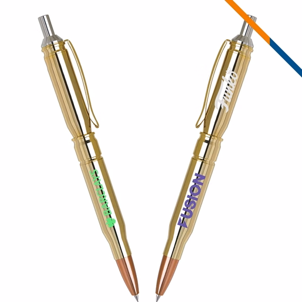 Custom 5.5 in Solid Brass Click Pen with Gold and Copper Finish — Executive Gift