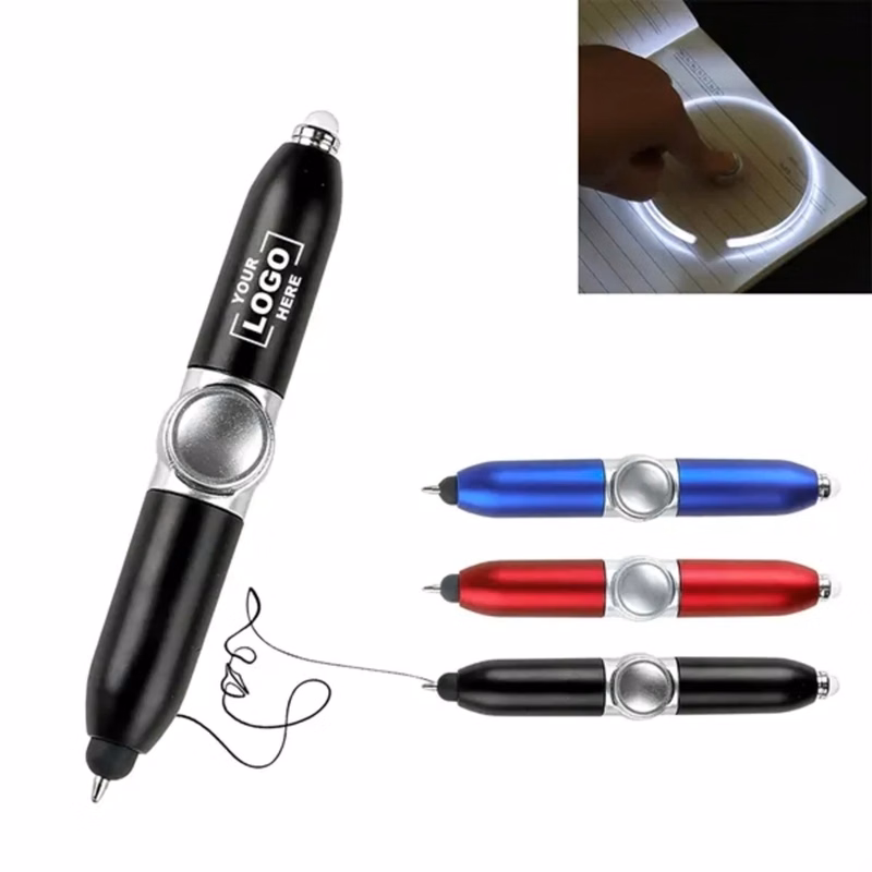 4-In-1 Spinner Stylus Ballpoint Pen With LED Light