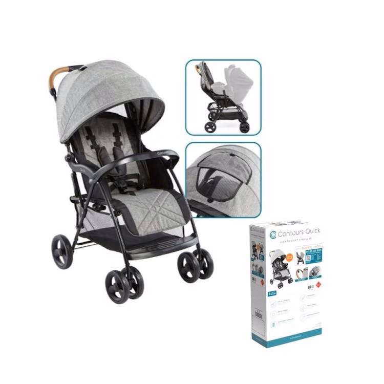 Contours Quick Lightweight Travel Stroller Compact Newborn Stroller Gray