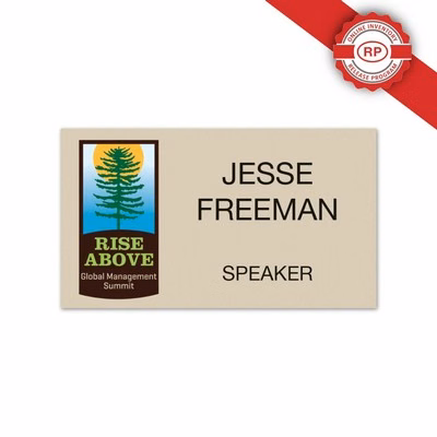 Deluxe Name Badge Custom UV Inkjet & Engraved (6-10 Square Inches)
