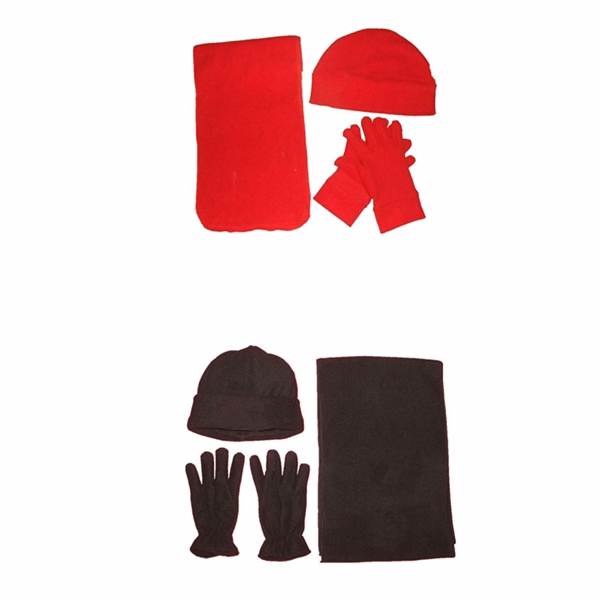 3-Piece of Winter Set Polar Fleece Scarf & Gloves & Hat
