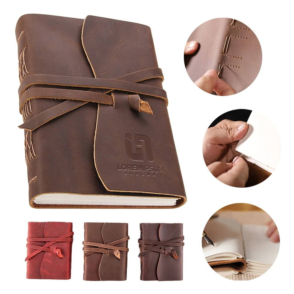 Genuine Leather Handmade Journal Notebook with Tie Closure 1