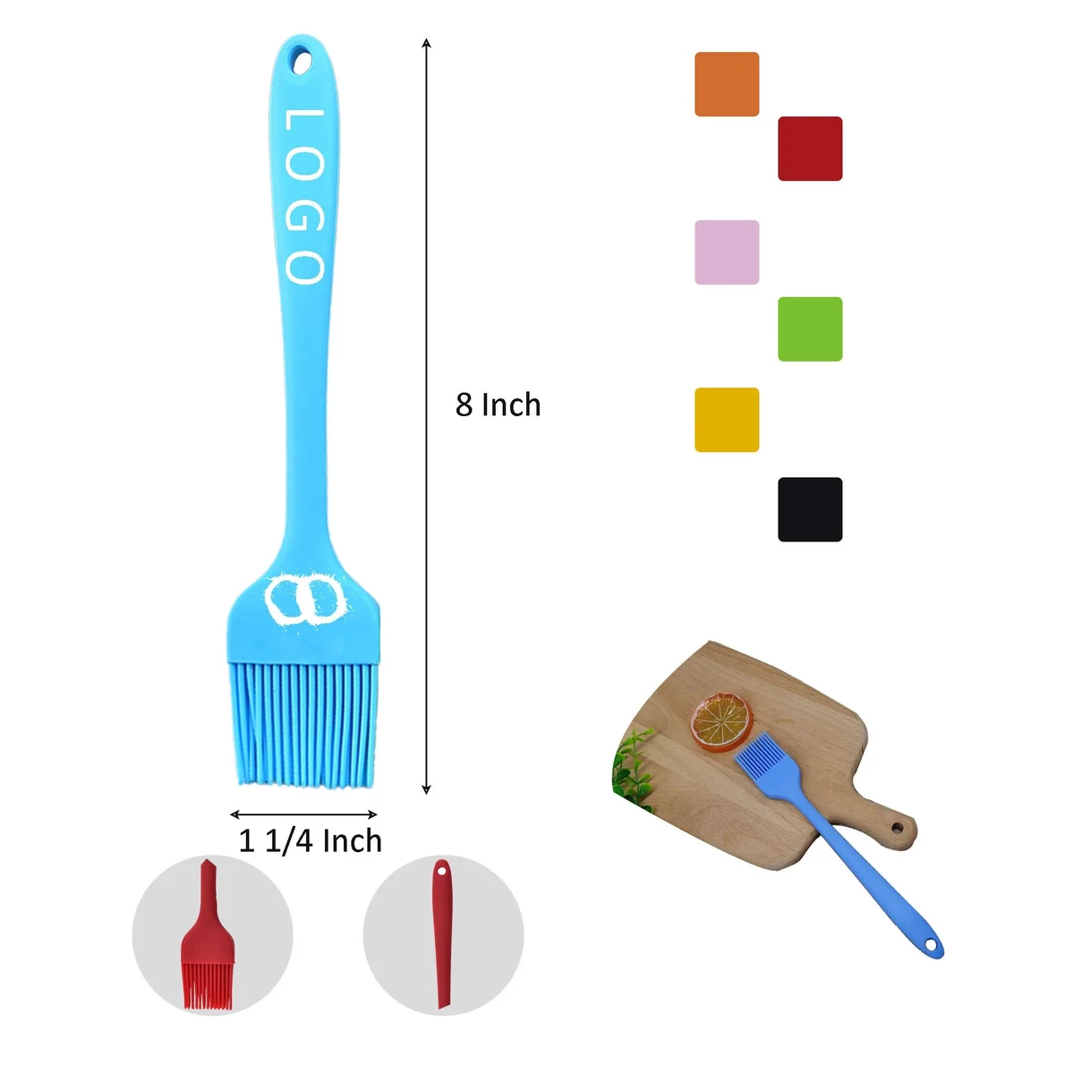 MOQ 50 Silicone Oil Barbecue Brush 8"L x 1 1/4"W 1