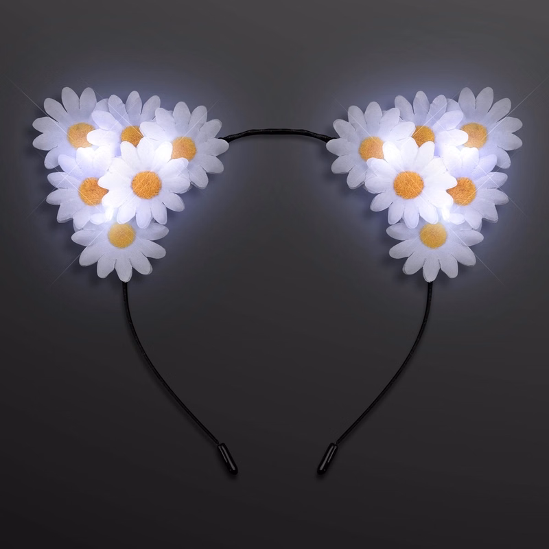 Daisy Flower Cat Ears, Light Up Headband