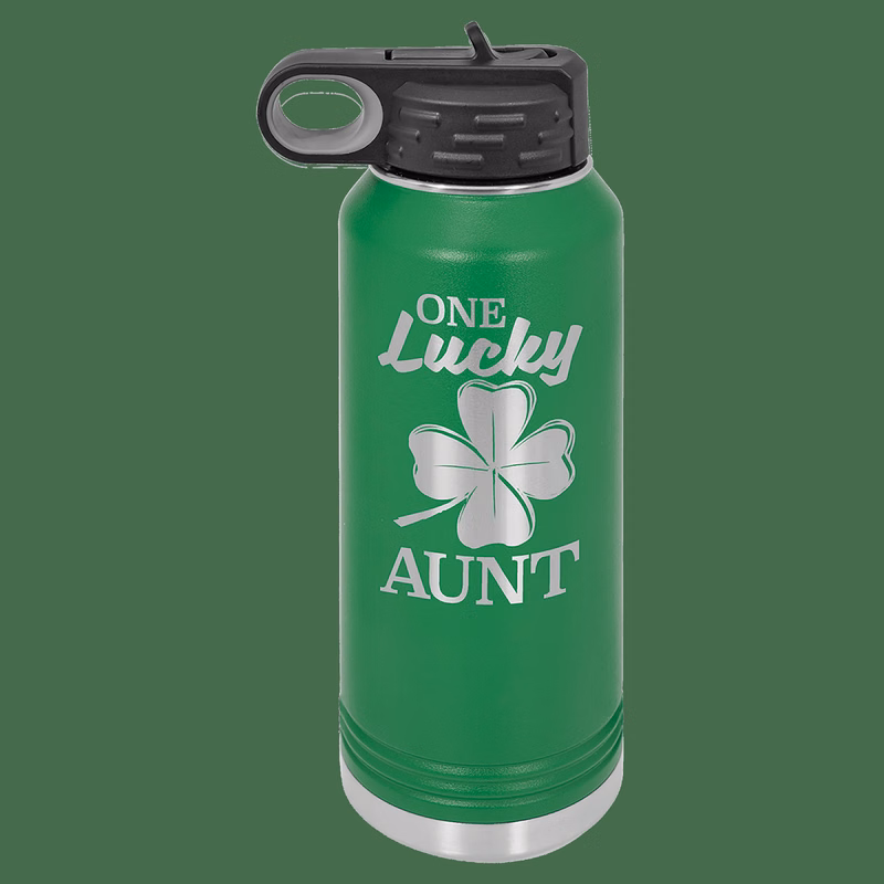 32 oz. Green Powder Coated Laser Engraved Polar Camel Water Bottles