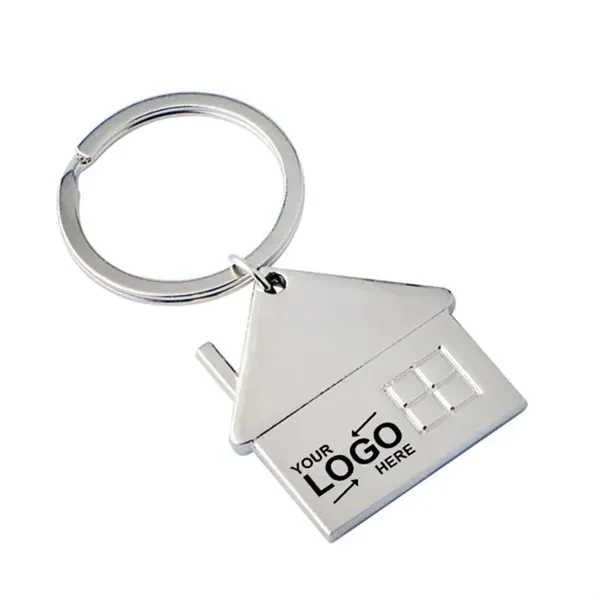 Custom House-Shaped Metal Keychain — Home & Real Estate Promo Gift 1