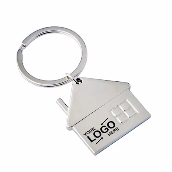 Custom House-Shaped Metal Keychain — Home & Real Estate Promo Gift