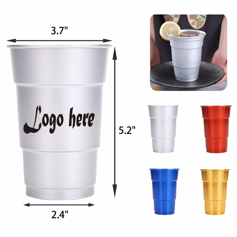 MOQ 50 PCS 16 OZ Sturdy Aluminum Cup