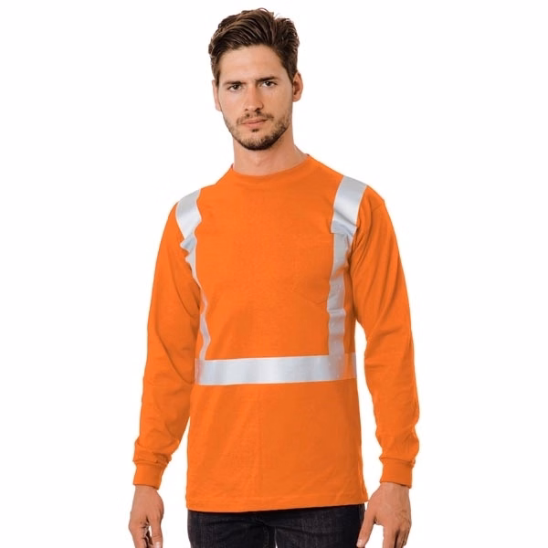 Made in USA Hi-Visibility 50/50 Pocket L/S Crew Tee