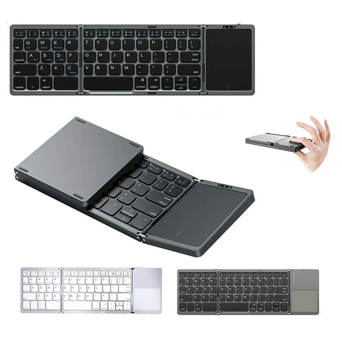 Foldable Bluetooth Wireless Travel Keyboard with Number Pad 1