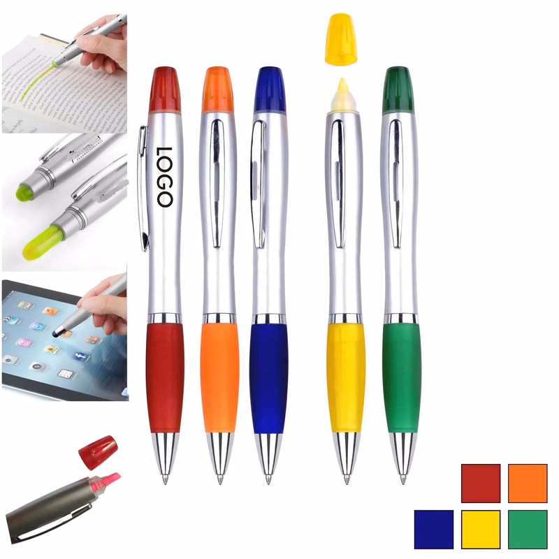 3-in-1 Multi-Function Highlighter Ballpoint Stylus Pen