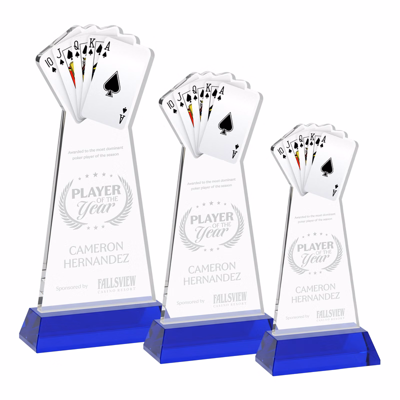 Poker Award on Hartford Base - Blue