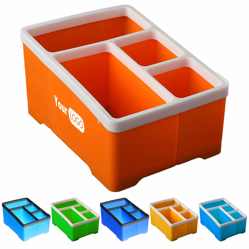 Polypropylene 4-Grid Storage Box For Miscellaneous Stationery Space