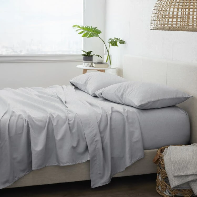 Flannel Bed Sheets - Solid Gray Cali King 4 Set 1